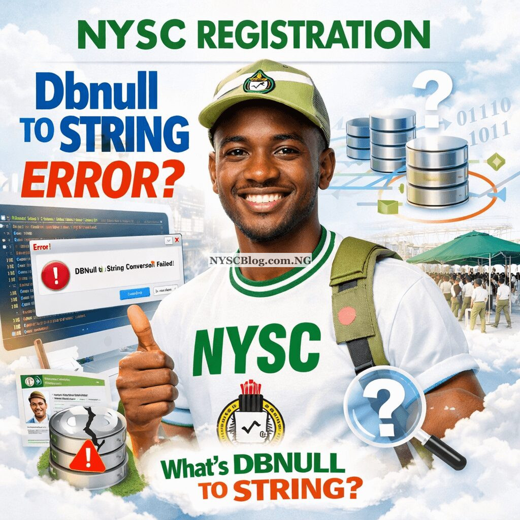 NYSC Registration “DBNull to String” Error ? Whats “DBNull to String” Error Explained
