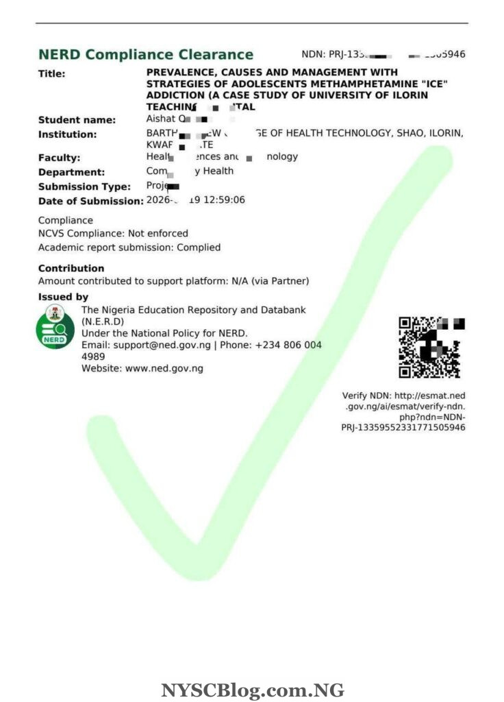 NYSC NERD Clearance Slip For NYSC Registration [MUST READ]