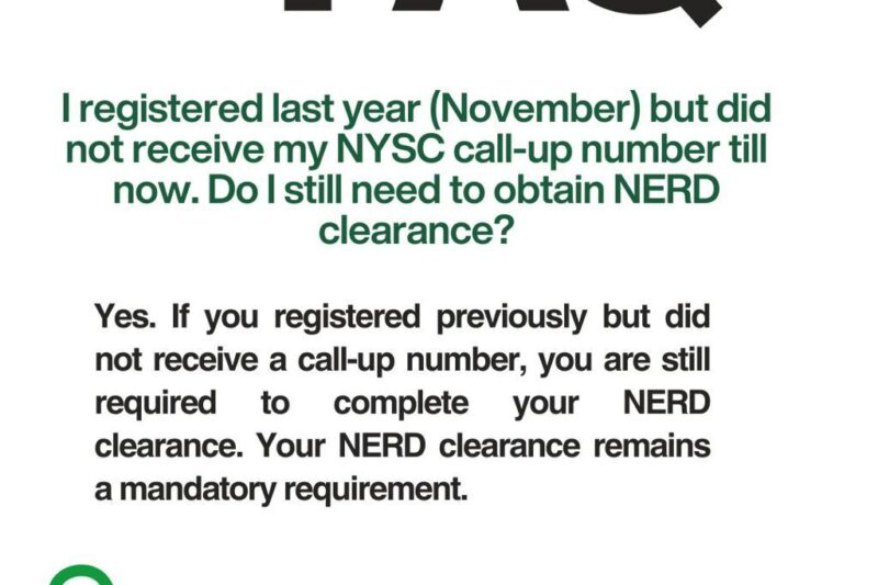 NYSC NERD Clearance Slip For NYSC Registration [MUST READ]